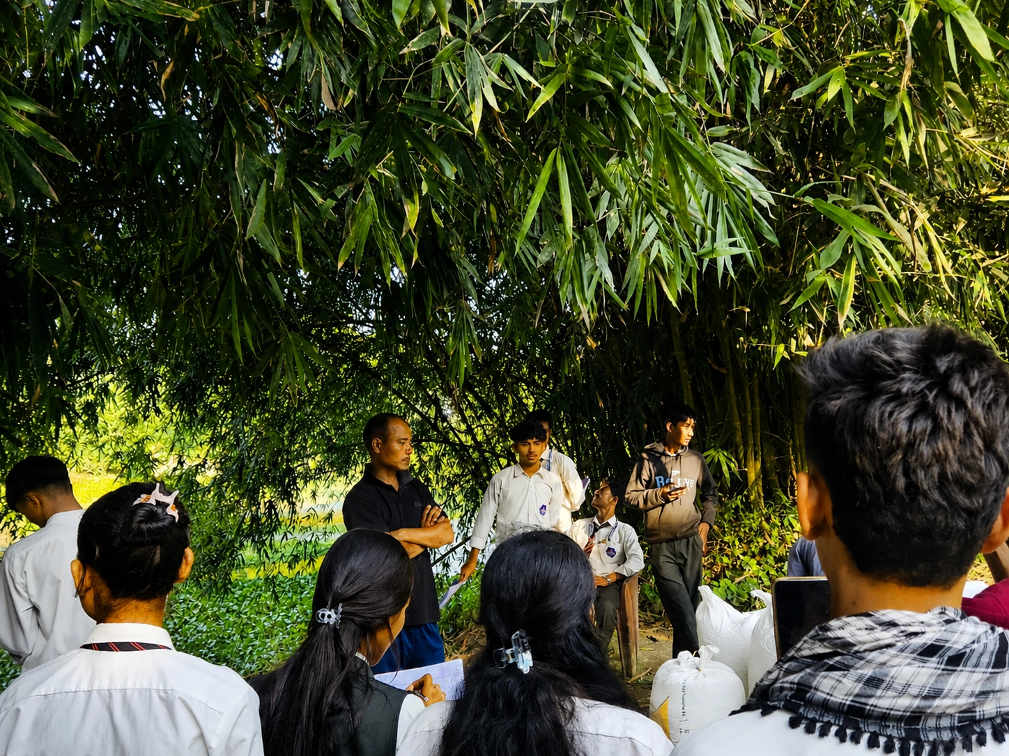 Students gathered outdoors during an educational field trip